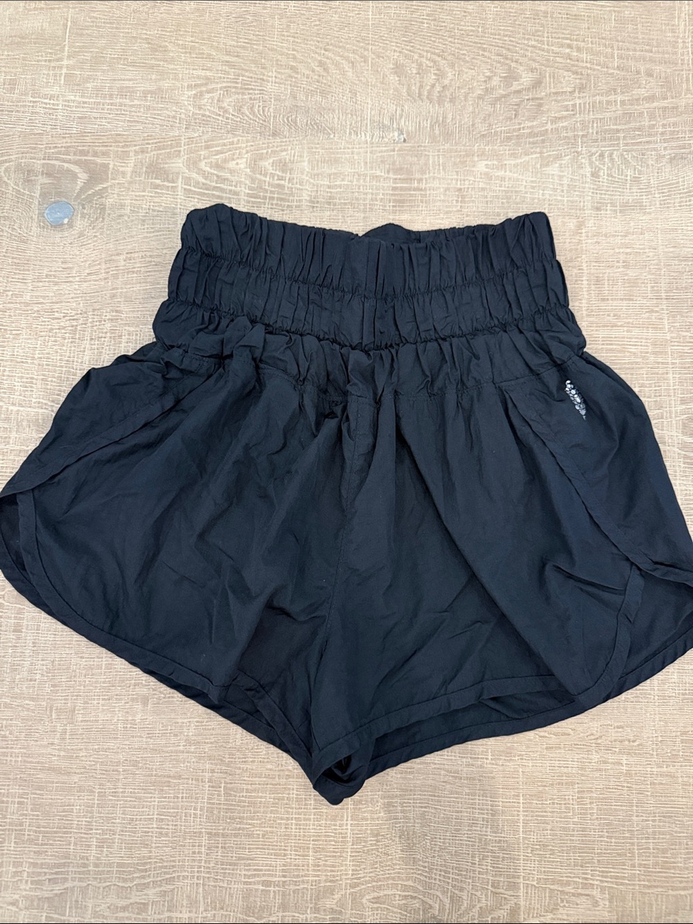 FP Movement by Free People Black High-Waist Ruched Athletic Shorts